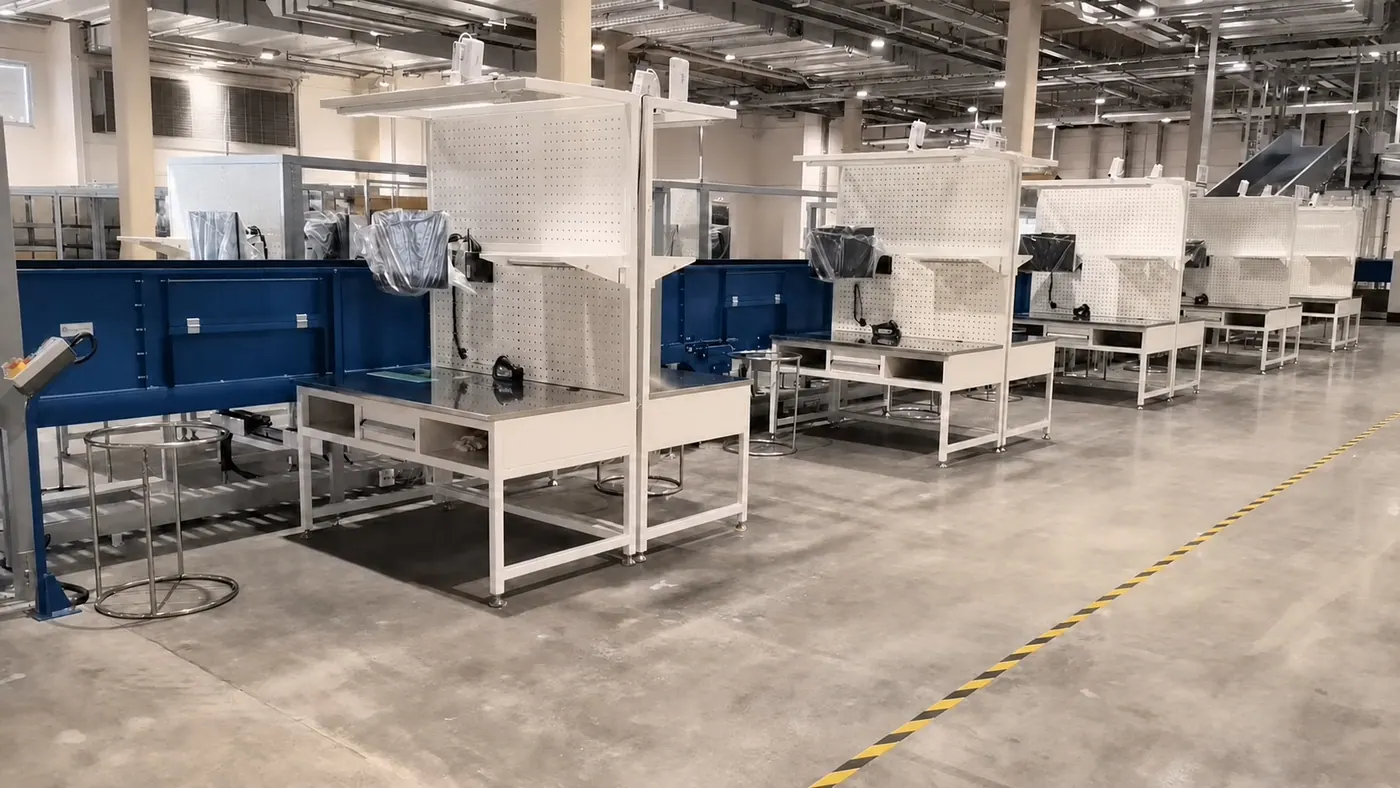 De-identified modular industrial workstation installation capability reference
