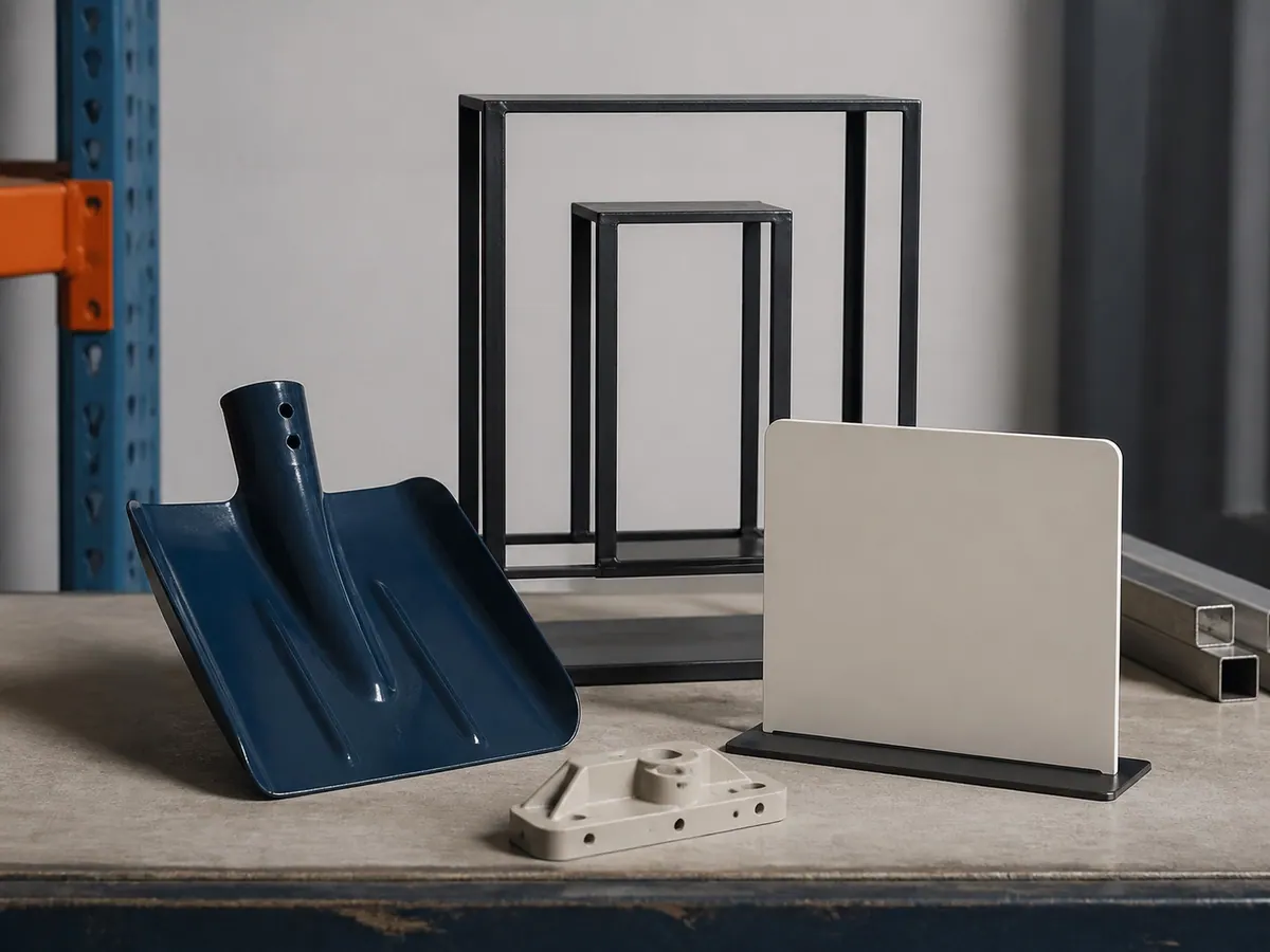 Illustrative manufactured goods category with unbranded fabricated product samples
